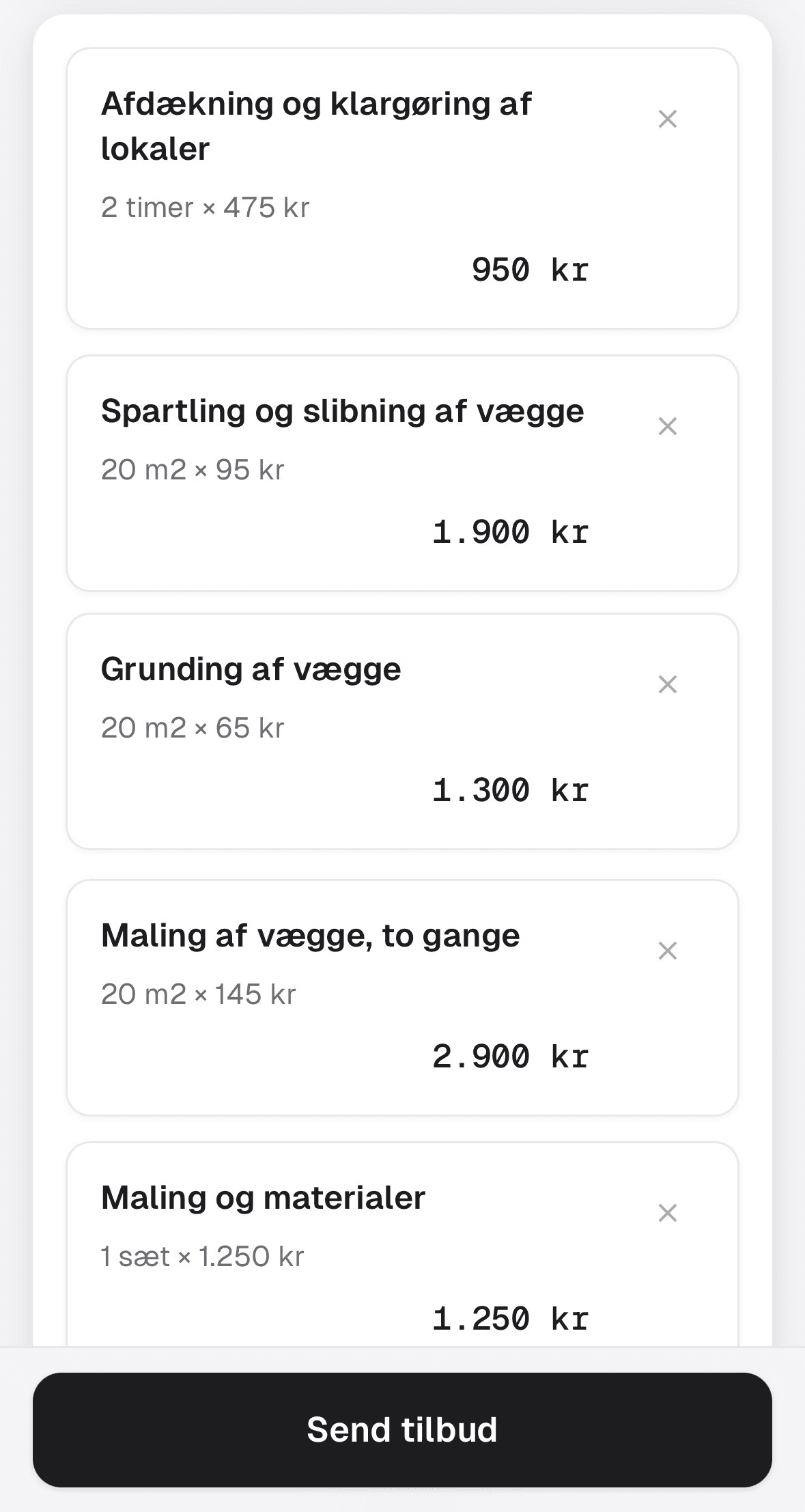 Trin 2: Tilbudsmakker — tjek tilbudet linje for linje